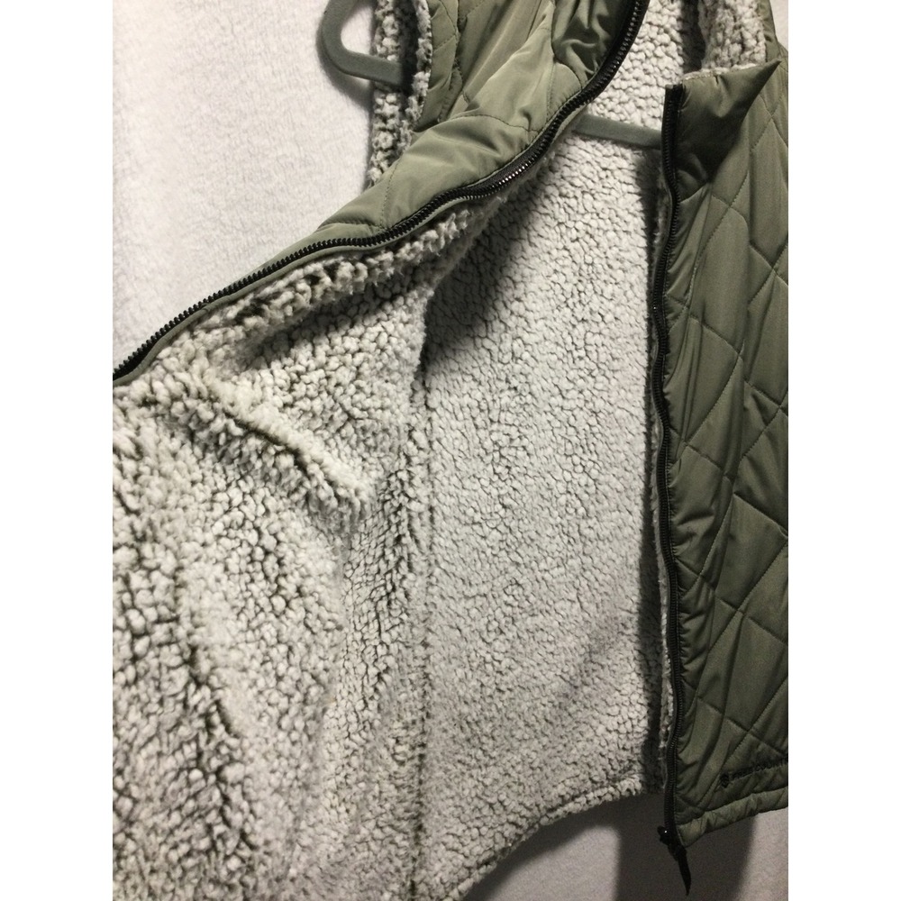 Free Country Womens Reversible Quilted Sherpa Vest Olive Green Grey Large - Picture 4 of 4